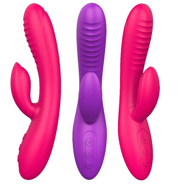 Image of ENH 830274403 toy massager liquid full rubber coated double head g-point vibrator rechargeable silicone soft female masturbation straight