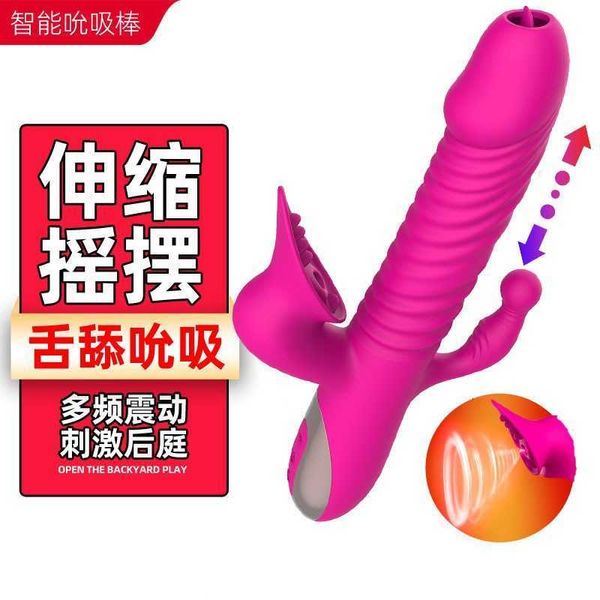Image of ENH 830518267 toy massager female vibrating rod g-spot three function tongue licking sucking and inserting backyard massage female masturbator