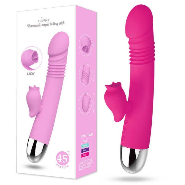 Image of ENH 830740567 toy massager new impact dragon telescopic vibrating rod tongue licking av orgasmic penis women&#039s sexual products