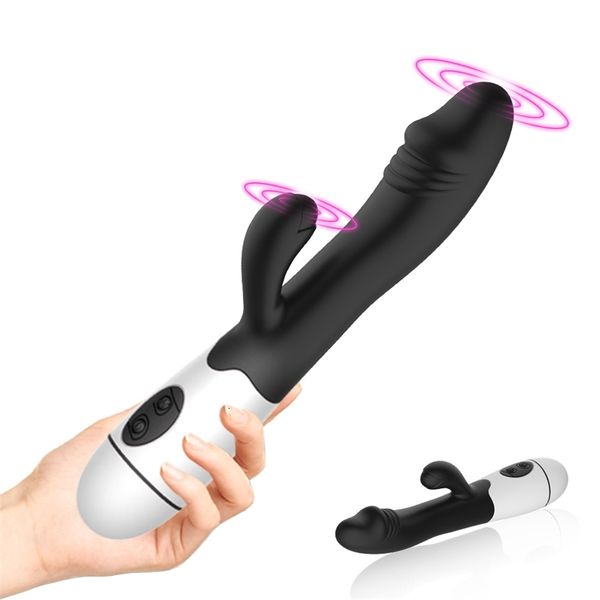 Image of ENH 831121410 toys masager toy toy massager olo dildo rabbit vibrator dual vibrating g-spot clitoris stimulation female masturbator anal massage erotic to