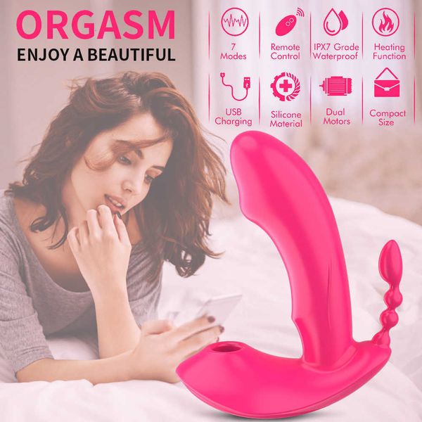 Image of ENH 831521926 full body massager toys masager vibrator 3 in 1 sucking wearable dildo anal vagina clitoris stimulator female s toys for women oral suction