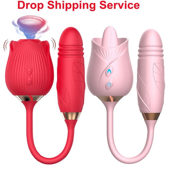 Image of ENH 831522029 toys masager toy toy massager rose dildo stake vibrator nipple sucker oral licking tongue female clitoris stimulation powerful lhhk