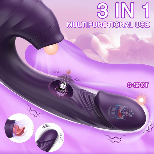 Image of ENH 831522047 full body massager toys masager vibrator powerful clitoral sucking dildo female for women tongue licking sucker clitoris stimulator toys goo