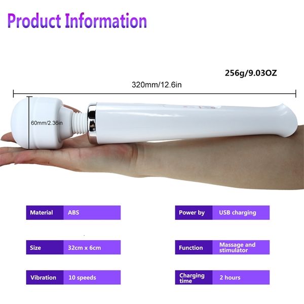 Image of ENH 831522063 toys masager toy vibrator toys massager man nuo 10 speed ultra powerful body av stick g-spot stimulator product toy for women usb yzzt