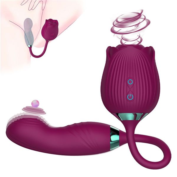 Image of ENH 831526446 full body massager toys masager vibrator rose toy for women 3 in 1 tongue licking clitoris s g-spot stimulator couples pleasure usb recharge