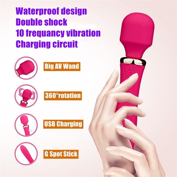 Image of ENH 832834699 toy toy massager double motors magic stick vibrator for women head av g spot clitoris stimulator toys masturbator av0120 0k9y a4gv