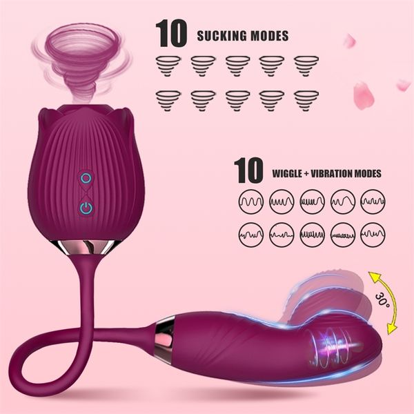 Image of ENH 833444564 toy toy massager powerful rose vibrator female clitoris nipple clit sucker g spot vacuum stimulator dildo for women finger wiggle xn79