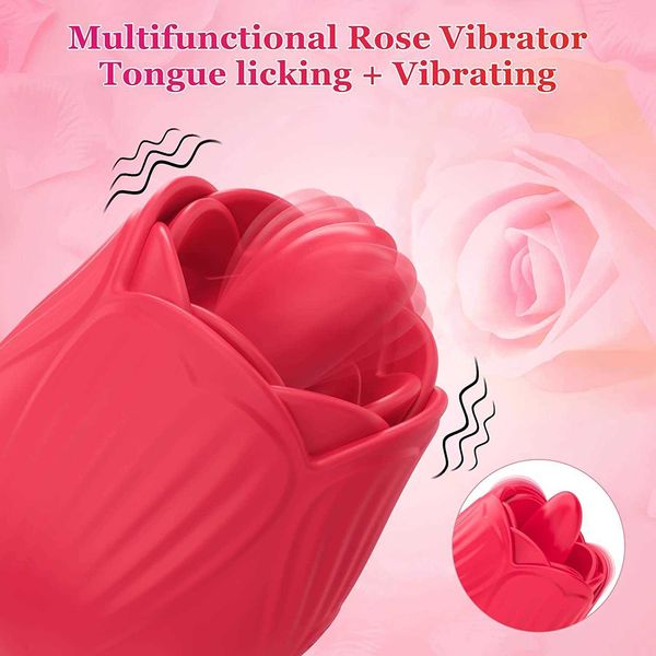 Image of ENH 833617801 toys masager toy electric massagers s powerful rose vibrator toy with tongue licking oral nipple clit clitoris stimulator female adults s8zs