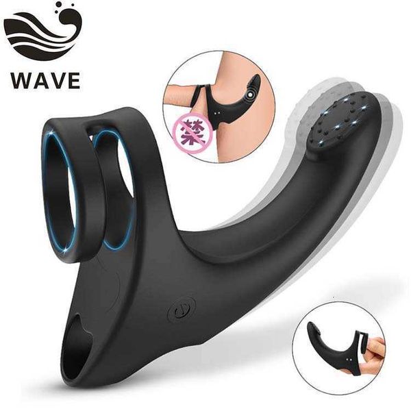 Image of ENH 834865153 toys penis ring wave wireless remote control finger sleeve vestibular anal ser vibrating rod kato&#039s hand lock spermatic male masturbato