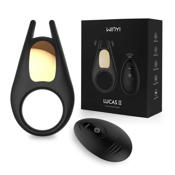 Image of ENH 834866580 toys penis ring usb charging remote control vibrating black silicone lock sperm male products