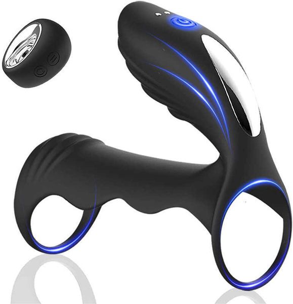 Image of ENH 834870356 toys penis ring new wireless remote control egg jumper for men wearing double sperm locking rings couples share penis and clitoris stimulati