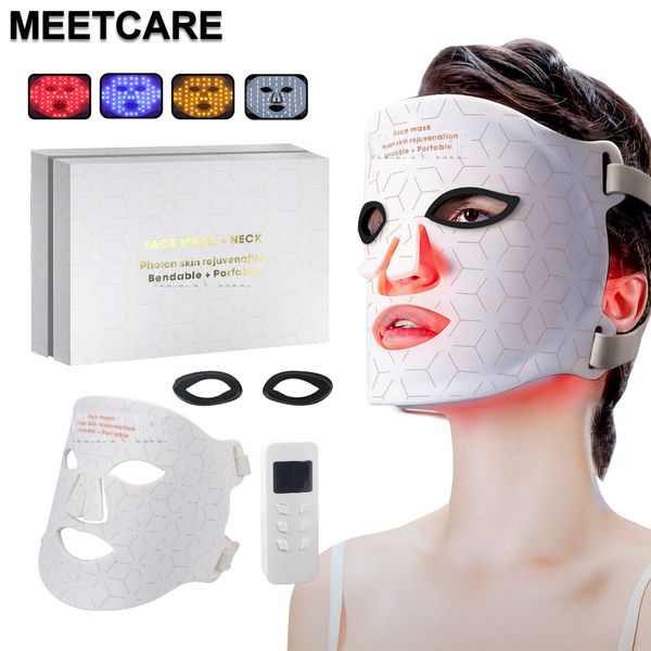 Image of ENH 840415544 4 colors led facial mask silicone gel near infrared pn therapy skin rejuvenation anti wrinkle removal face skin spa mask