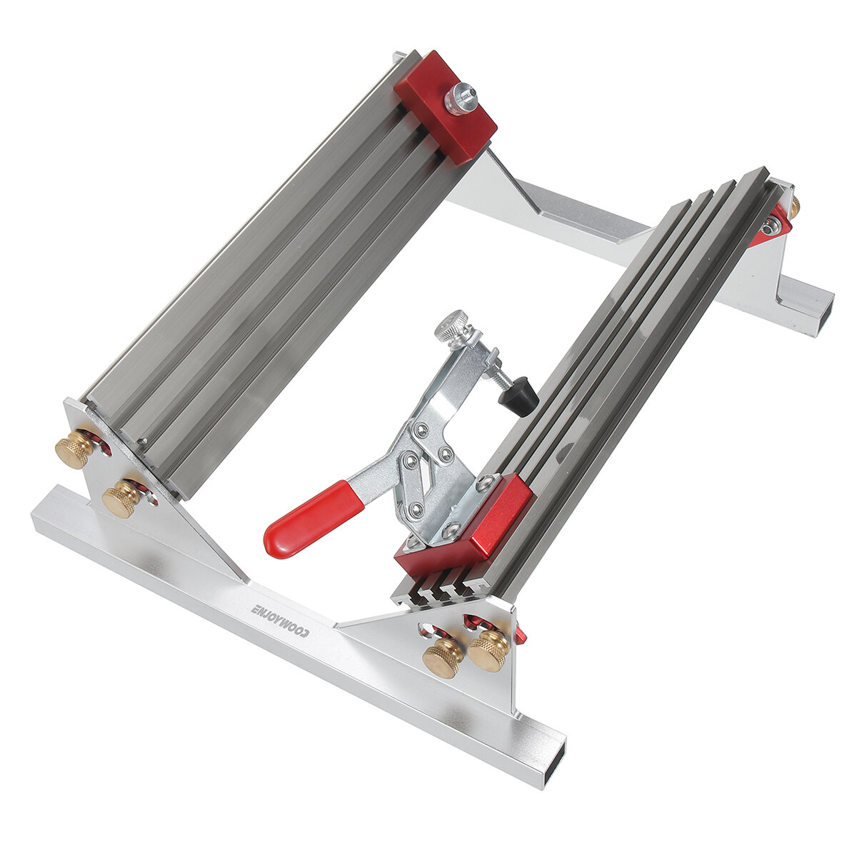 Image of ENJOYWOOD Adjustable Spline Jig for Table Saw & Router Table Silver Aluminum Alloy Material 1/2in-16in Project Size Comp