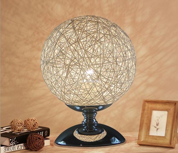 Image of ENM 405627376 handmade cotton material round shaped creative led table lamps living room study bedroom decor cotton ball designed colored lamp