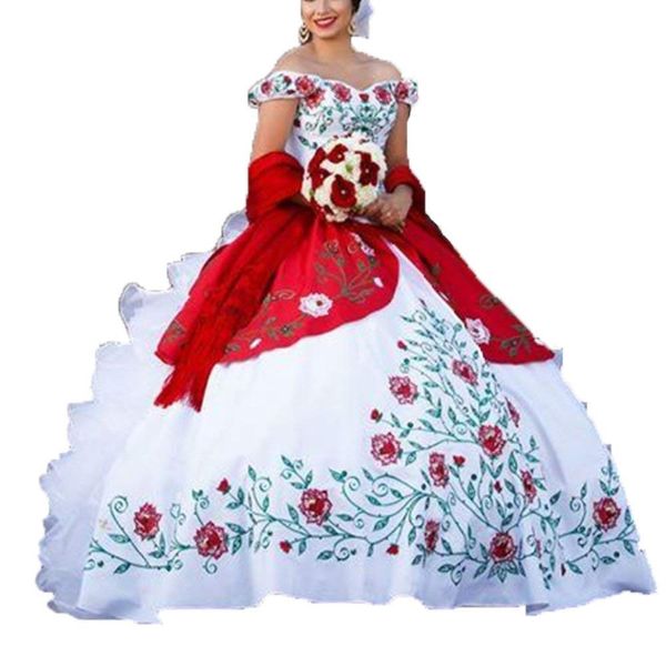 Image of ENM 433253808 embroidery ball gown quinceanera dresses with beads sweet 16 prom pageant debutante dress party gowns qc1249