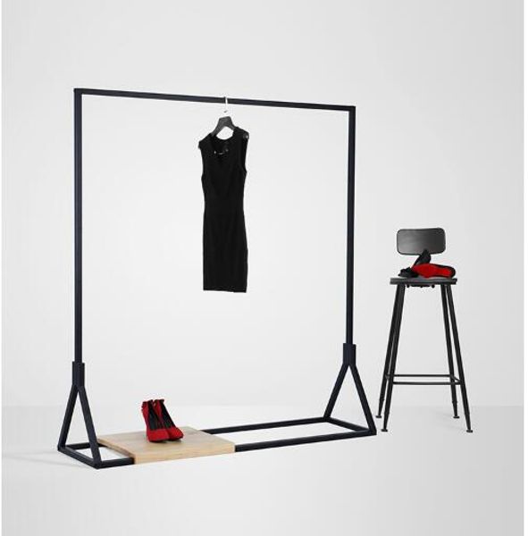 Image of ENM 467914072 showcase rack bedroom furniture clothing store simple modern floor hanger multi-functional hanging side women&#039s cloth wall iron art