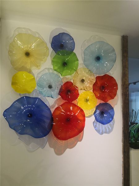 Image of ENM 515006746 colors wall decorative lamp glass plates hand blown customized italy designer murano art lighting sconce plate