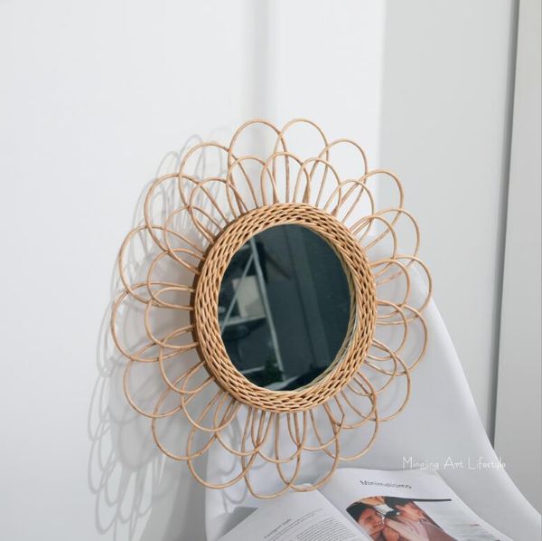 Image of ENM 545840532 woven mirrors wall decoration hanging handmade bamboo home furnishing soft dÃ©cor
