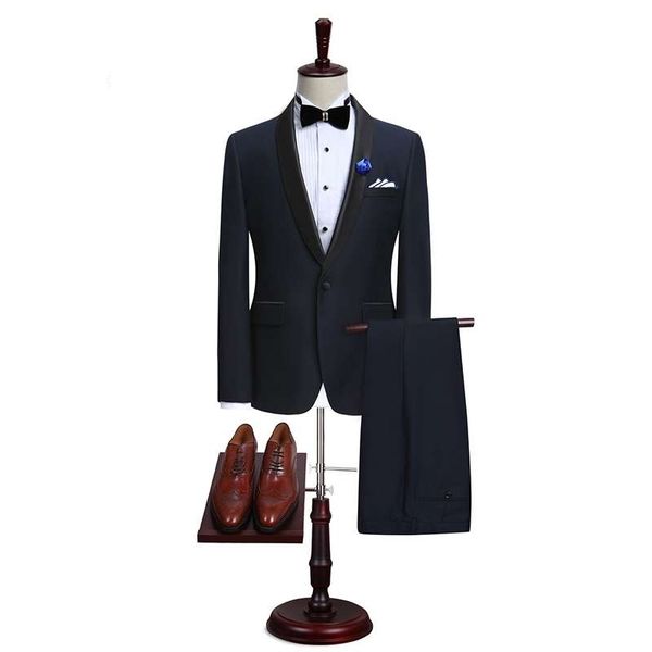 Image of ENM 547352726 new designe one button navy groom tuxedos excellent groomsmen men formal suits business prom suit customize(jacket+pants)