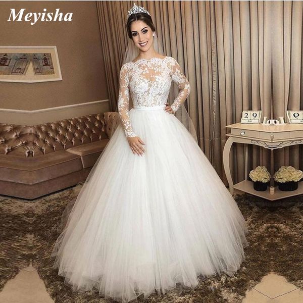 Image of ENM 670379282 zj9156 2021 white ivory lace ball princesse bride dress short sleeves bridal gown wedding dresses