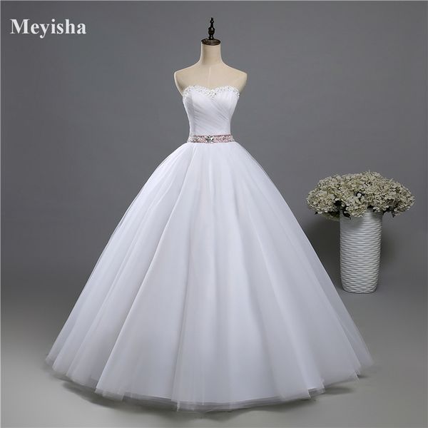 Image of ENM 670801584 zj9084 fashion beads crystal white ivory wedding dresses for brides plus size maxi formal sweetheart