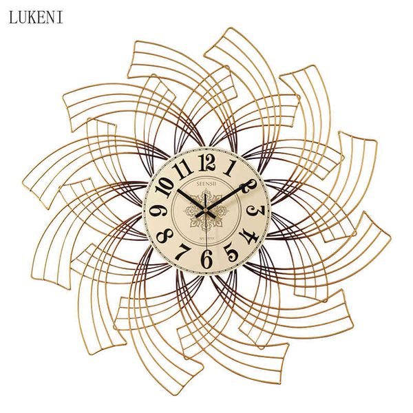 Image of ENM 684265689 american wrought iron clock hanging ornaments livingroom home mural decoration el office wall sticker crafts 210414