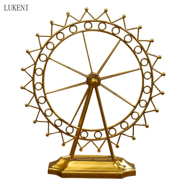 Image of ENM 684274359 retro rotating golden happiness ferris wheel metal home wine porch tv cabinet decorative ornaments 210414