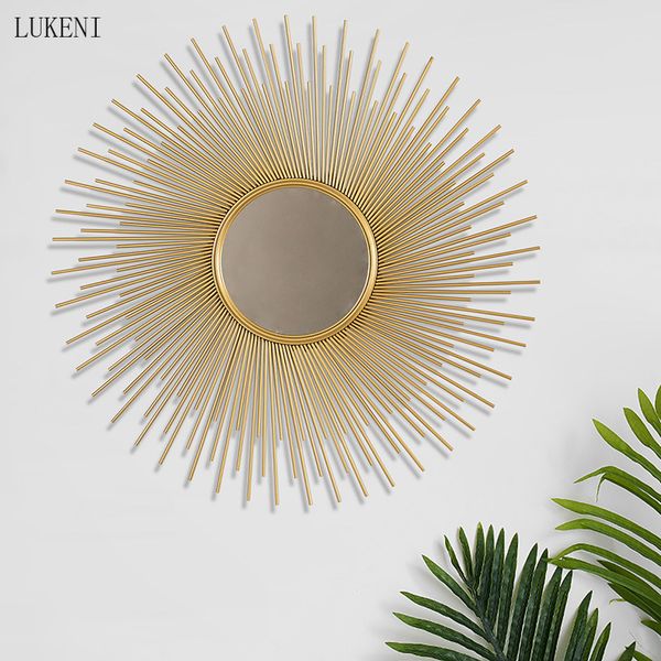 Image of ENM 684290092 light luxury metal hanging living porch shop background decorative mirror creative bedroom room wall hangings 210414