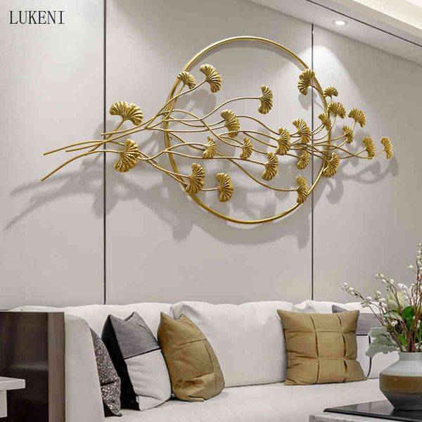 Image of ENM 684299867 chinese style light luxury ginkgo decoration living room sofa background pendant porch aisle iron wall hanging 210414