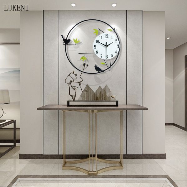 Image of ENM 684307110 modern chinese bird leaves fashion creative personality home decoration mute clock bedroom art wall watch 210414
