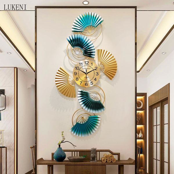 Image of ENM 684763954 chinese guest restaurant creative light luxury decoration modern silent clock wall 210414