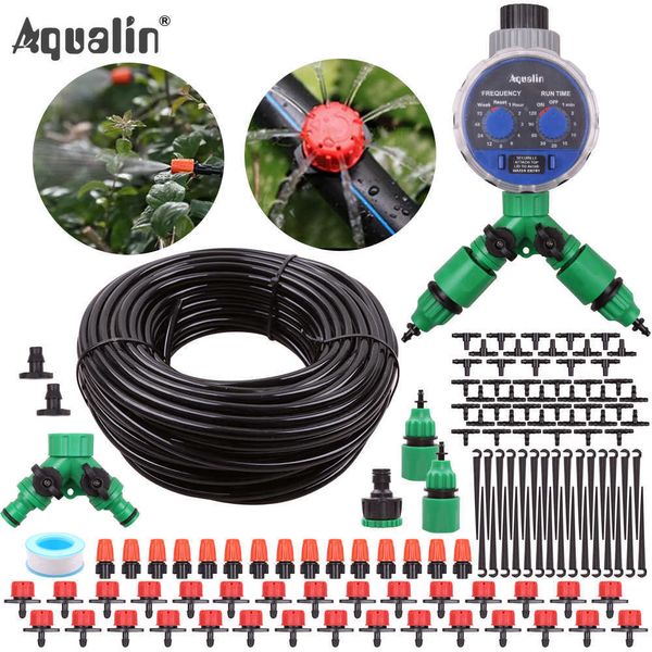 Image of ENM 705454772 aqualin 10m/25m/30m garden 4/7mm hose drip spray watering kits home yard dripper spray nozzles irrigation system #26301-12 210610