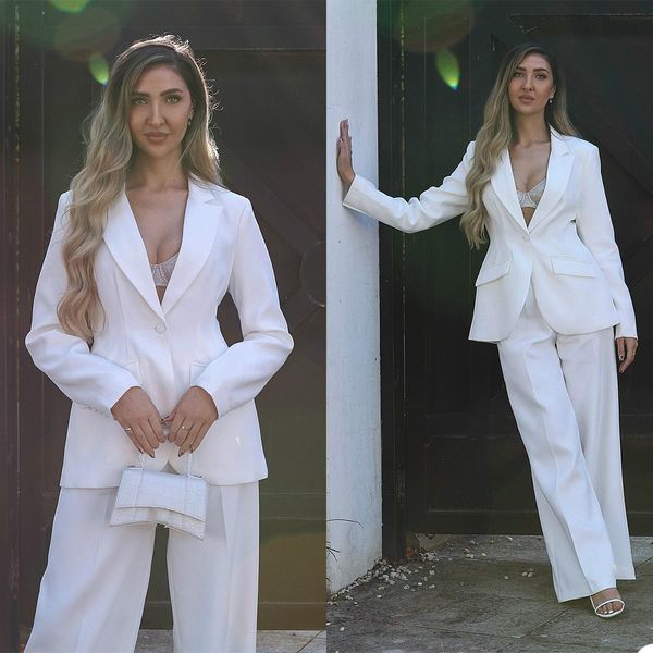 Image of ENM 706631178 white bridal women blazer pants suits slim fit office lady party prom jacket red carpet leisure outfit coat ( jacket+pants)