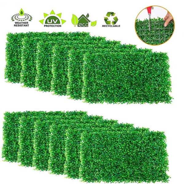 Image of ENM 709197813 boxwood hedge panels artificial plants mat privacy fence screen faux greenery wall backdrop suitable for outdoor indoor garde 210624