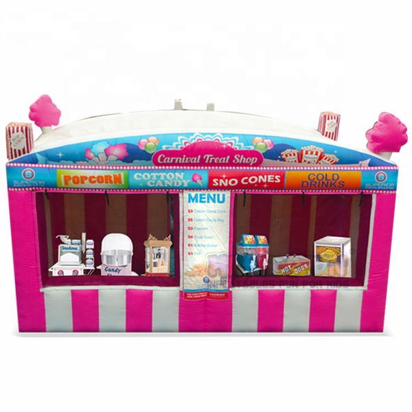 Image of ENM 710663013 fast food oxford pink giant inflatable carnival treat shop/concession stand/popcorn ice cream booth with blower