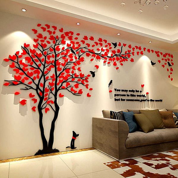 Image of ENM 712071808 large 3d diy acrylic mirror wall stickers art mural wall sticker home decoration decals living room sofa tv background wallpaper 210705