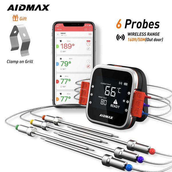Image of ENM 715302952 aidmax wr01 digital wireless bbq meat thermometer grill oven thermomet with stainless steel probe cooking kitchen thermometer 210719