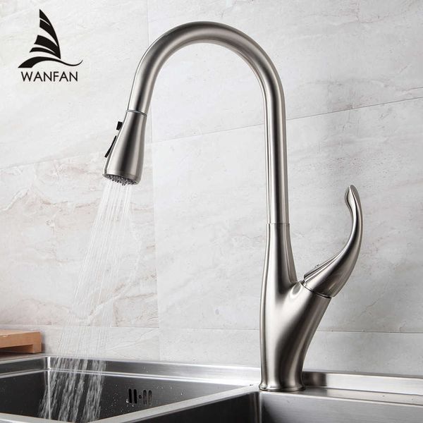 Image of ENM 715326312 kitchen faucets silver single handle pull out kitchen tap single hole handle swivel 360 degree water mixer tap mixer tap 866001 210719
