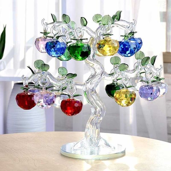 Image of ENM 719137784 crystal apples tree ornament fengshui glass crafts home decor figurines christmas year gifts souvenirs ornaments 210804