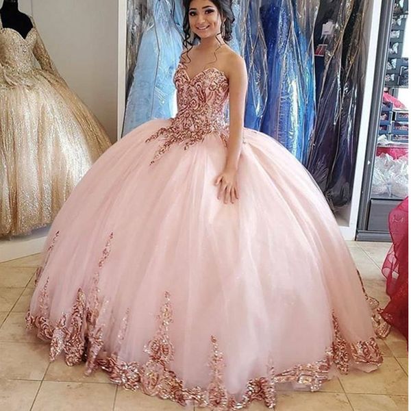 Image of ENM 722232551 luxury pink quinceanera dress big ball gown princess dress