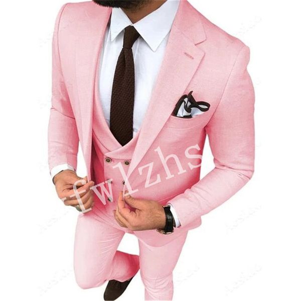 Image of ENM 806429232 wedding tuxedos one button men suits groomsmen notch lapel groom tuxedos wedding/prom man blazer jacket pants vest tie w1102
