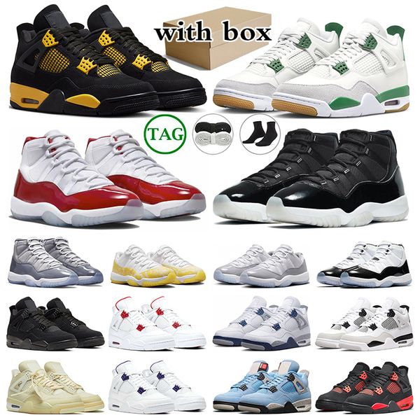 Image of ENSP 564878498 with box military black cat 4s basketball shoes cherry 11 thunder white cement pine green jumpman 4 cool grey 11 cap and gown mens trainers