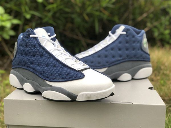 Image of ENSP 688150547 2021 13 flint grey-white-university blue gigi 13s 3m reflective real carbon fiber men outdoor shoes outdoors sneakers with box