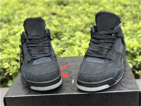 Image of ENSP 688156976 2021 authentic 4 kaws black cool grey white shoes glow in dark mens outdoor sports sneakers with original box
