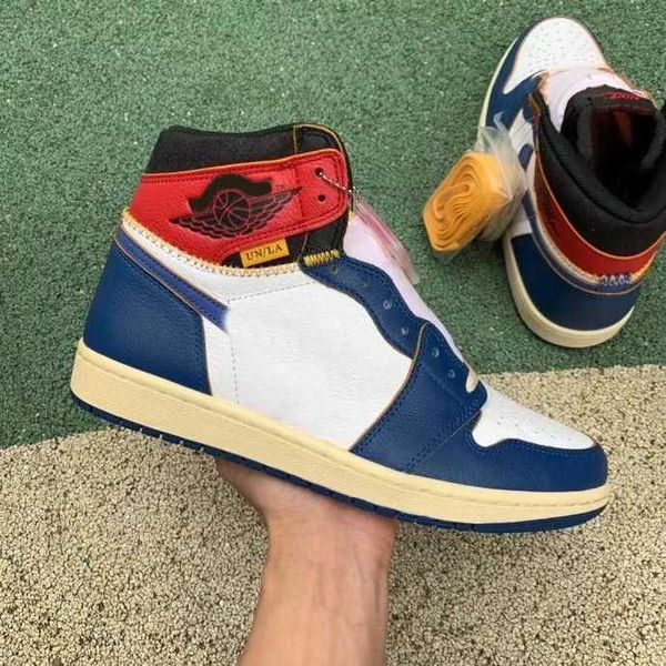 Image of ENSP 710391332 2021 release authentic union 1 high og nrg shoes la black toe white blue varsity red men women athletic sports sneakers with original box