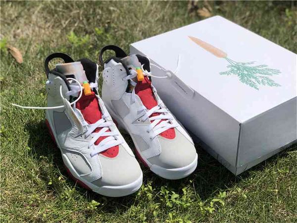 Image of ENSP 711671263 2021 release authentic 6 hare 6s shoes neutral grey white true red black ct8529-062 mens athletic sneakers with original box