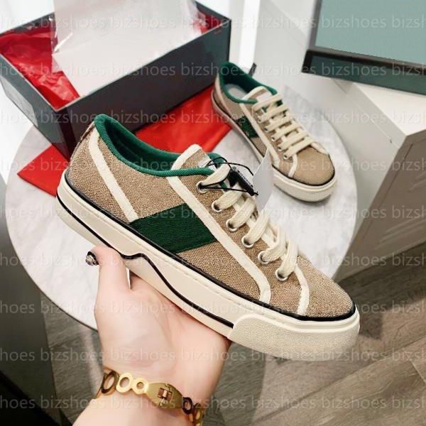 Image of ENSP 716475001 tennis 1977 canvas casual shoes luxurys designers womens shoe italy green red web stripe rubber sole stretch cotton low-mens sneaker