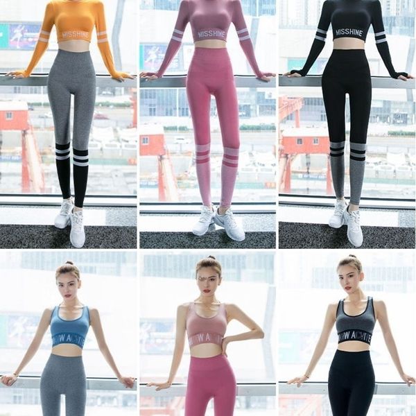Image of ENSP 725525853 yoga outfit 2021 spring and autumn gym set sports wear leggings high elastic exercise work out fitness suit women leisure running