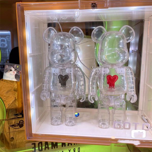 Image of ENSP 754244470 the bearbrick collectable emotionally unavailable transparent red black heart toy collectors art figures model work decoration toys gift 400