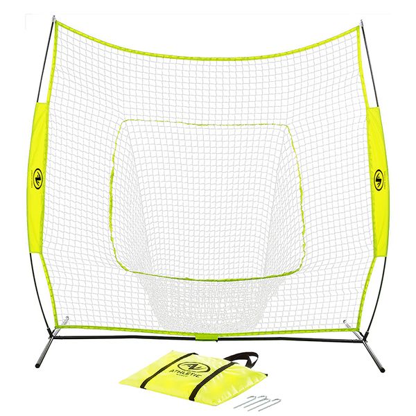 Image of ENSP 847437999 athletic works 7 ft x7 ft hit pitch training net for baseball and softball baseball protective screens